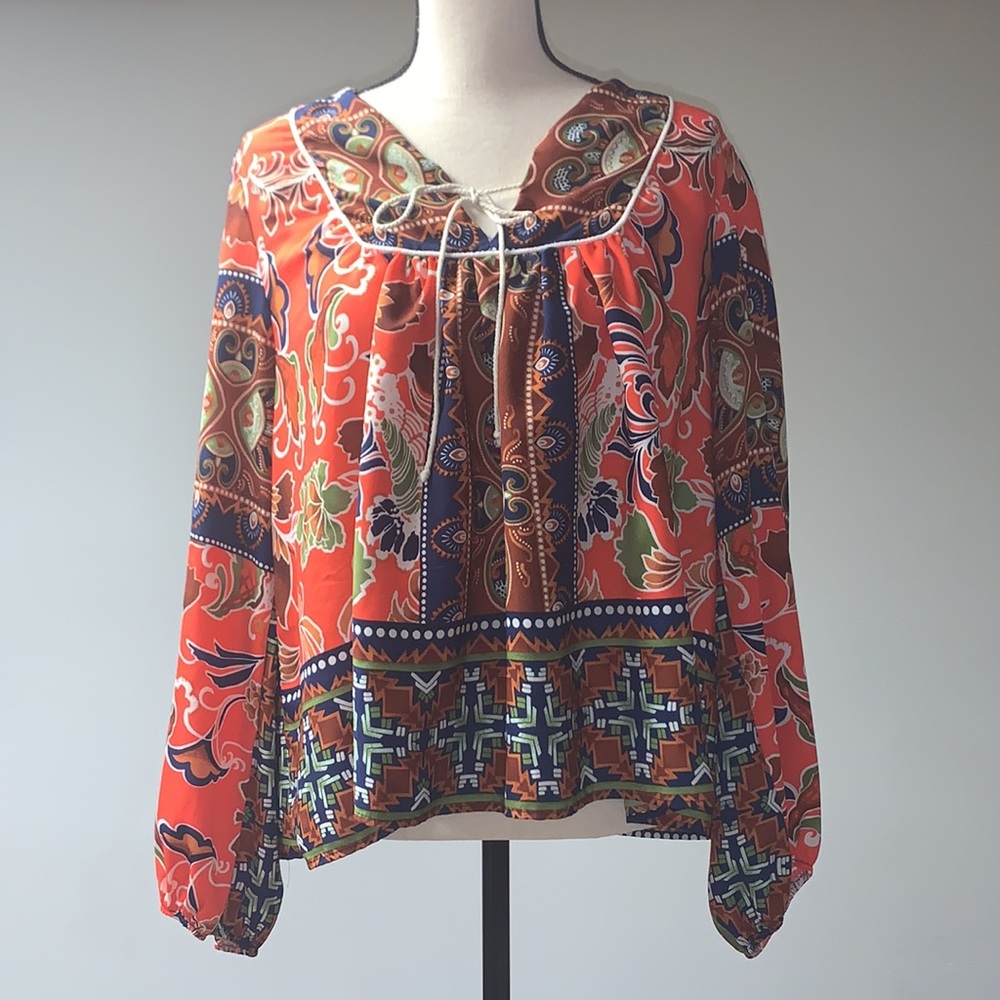 On the Road Mixed Print Flowy Top Large